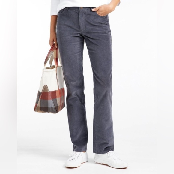 LL Bean Womens Casco Corduroy Pants Gray 10P Petite Mid Rise Straight Leg 500968 - Picture 1 of 16